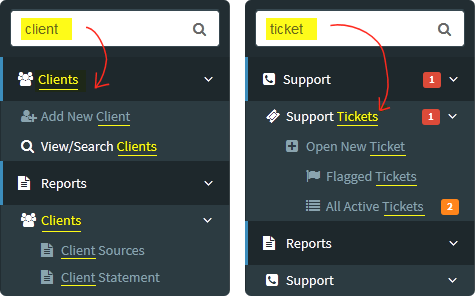 In-Menu Search